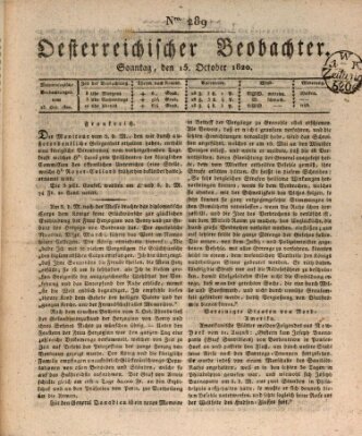 Der Oesterreichische Beobachter Sonntag 15. Oktober 1820