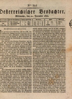Der Oesterreichische Beobachter Mittwoch 20. Dezember 1820