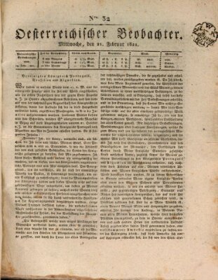 Der Oesterreichische Beobachter Mittwoch 21. Februar 1821
