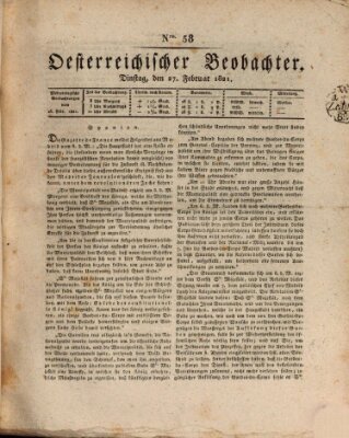 Der Oesterreichische Beobachter Dienstag 27. Februar 1821