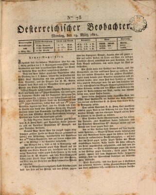 Der Oesterreichische Beobachter Montag 19. März 1821