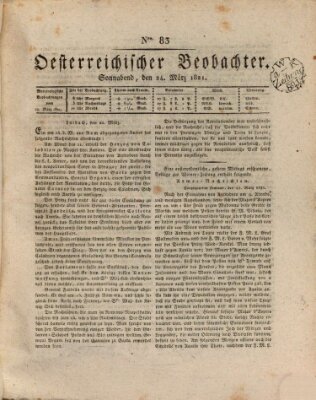 Der Oesterreichische Beobachter Samstag 24. März 1821