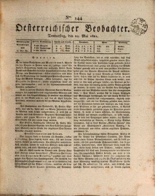 Der Oesterreichische Beobachter Donnerstag 24. Mai 1821