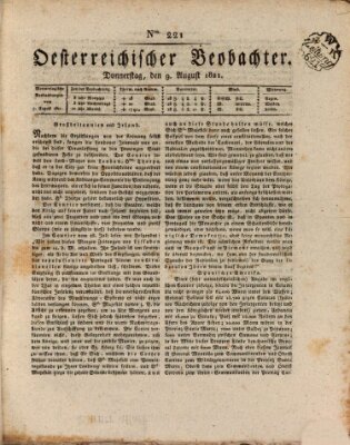 Der Oesterreichische Beobachter Donnerstag 9. August 1821