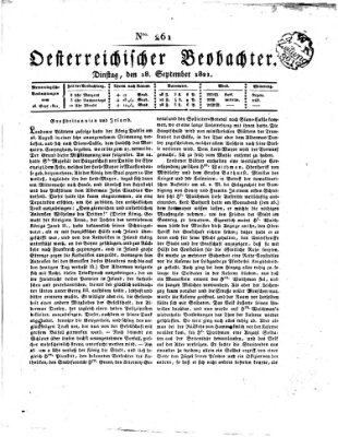 Der Oesterreichische Beobachter Dienstag 18. September 1821