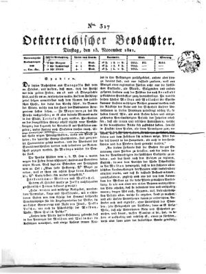 Der Oesterreichische Beobachter Dienstag 13. November 1821