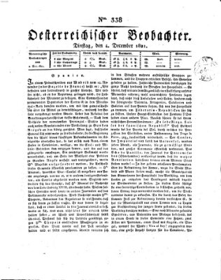 Der Oesterreichische Beobachter Dienstag 4. Dezember 1821