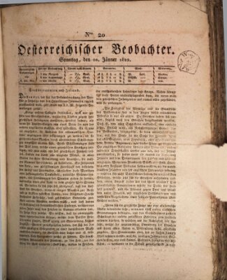 Der Oesterreichische Beobachter Sonntag 20. Januar 1822