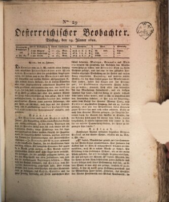 Der Oesterreichische Beobachter Dienstag 29. Januar 1822