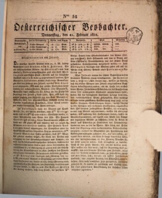 Der Oesterreichische Beobachter Donnerstag 21. Februar 1822