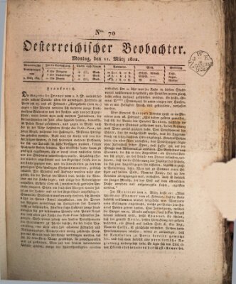 Der Oesterreichische Beobachter Montag 11. März 1822