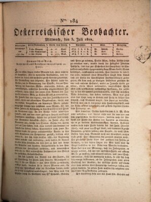 Der Oesterreichische Beobachter Mittwoch 3. Juli 1822