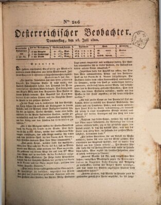 Der Oesterreichische Beobachter Donnerstag 25. Juli 1822