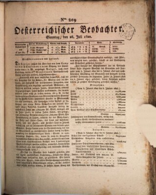 Der Oesterreichische Beobachter Sonntag 28. Juli 1822