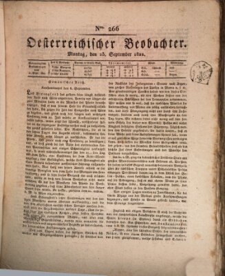 Der Oesterreichische Beobachter Montag 23. September 1822