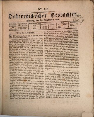 Der Oesterreichische Beobachter Montag 30. September 1822