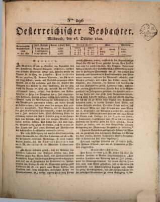Der Oesterreichische Beobachter Mittwoch 23. Oktober 1822