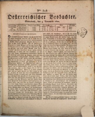 Der Oesterreichische Beobachter Samstag 9. November 1822