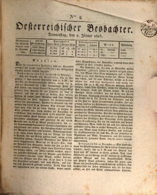 Der Oesterreichische Beobachter Donnerstag 2. Januar 1823