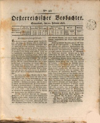 Der Oesterreichische Beobachter Samstag 22. Februar 1823