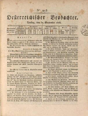 Der Oesterreichische Beobachter Dienstag 30. September 1823