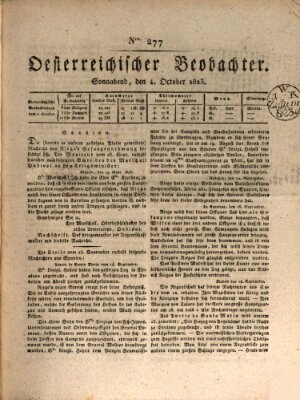 Der Oesterreichische Beobachter Samstag 4. Oktober 1823