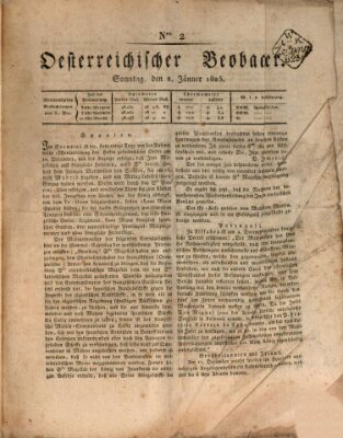 Der Oesterreichische Beobachter Sonntag 2. Januar 1825