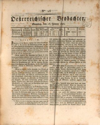 Der Oesterreichische Beobachter Sonntag 16. Januar 1825