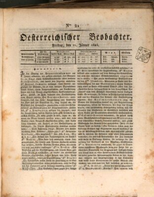 Der Oesterreichische Beobachter Freitag 21. Januar 1825