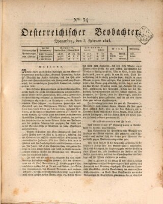 Der Oesterreichische Beobachter Donnerstag 3. Februar 1825