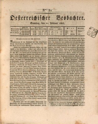 Der Oesterreichische Beobachter Sonntag 20. Februar 1825