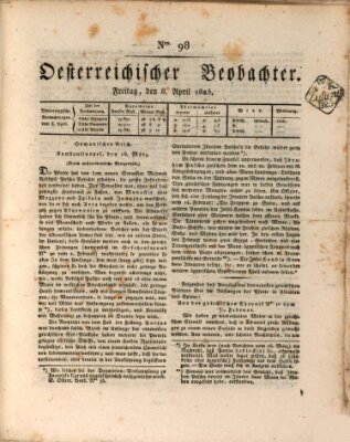 Der Oesterreichische Beobachter Freitag 8. April 1825
