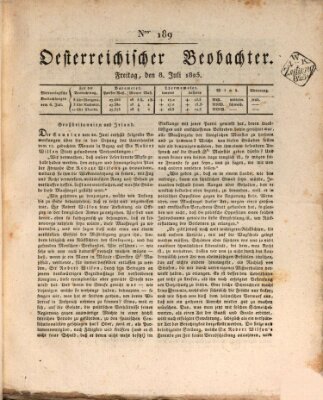 Der Oesterreichische Beobachter Freitag 8. Juli 1825
