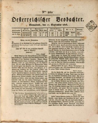 Der Oesterreichische Beobachter Samstag 17. September 1825