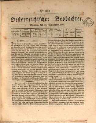 Der Oesterreichische Beobachter Montag 26. September 1825