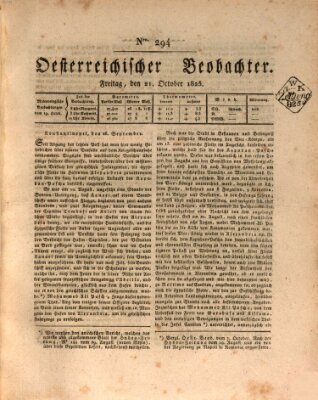 Der Oesterreichische Beobachter Freitag 21. Oktober 1825