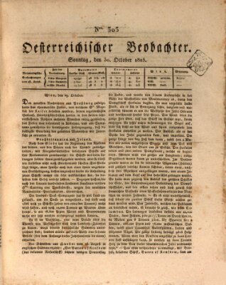 Der Oesterreichische Beobachter Sonntag 30. Oktober 1825