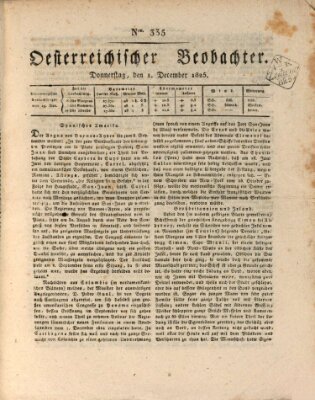 Der Oesterreichische Beobachter Donnerstag 1. Dezember 1825