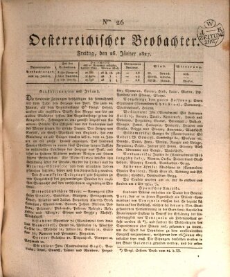 Der Oesterreichische Beobachter Freitag 26. Januar 1827
