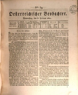 Der Oesterreichische Beobachter Donnerstag 8. Februar 1827