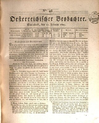 Der Oesterreichische Beobachter Samstag 17. Februar 1827