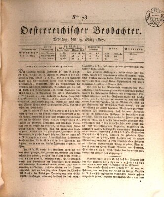 Der Oesterreichische Beobachter Montag 19. März 1827