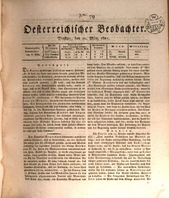 Der Oesterreichische Beobachter Dienstag 20. März 1827