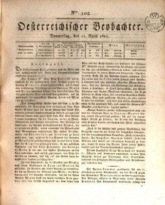 Der Oesterreichische Beobachter Donnerstag 12. April 1827