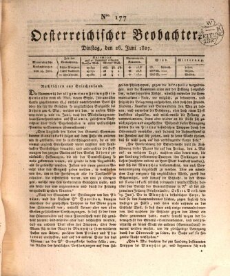 Der Oesterreichische Beobachter Dienstag 26. Juni 1827