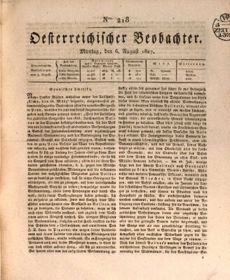 Der Oesterreichische Beobachter Montag 6. August 1827