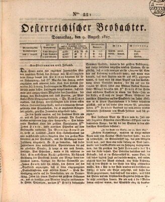 Der Oesterreichische Beobachter Donnerstag 9. August 1827