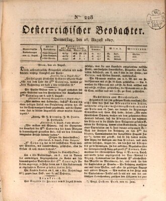 Der Oesterreichische Beobachter Donnerstag 16. August 1827