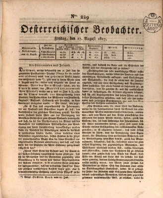 Der Oesterreichische Beobachter Freitag 17. August 1827