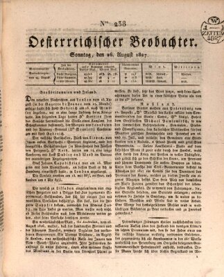 Der Oesterreichische Beobachter Sonntag 26. August 1827